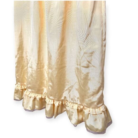 Batsheva Collarless Kate Dress Yellow Moire Maxi Ruffle Hem Lace Trim, Size 6 - Picture 8 of 12